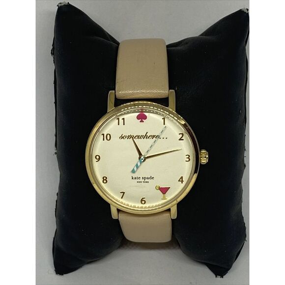Kate Spade New York 0484 Women's Beige Leather Analog Quartz Genuine Watch MP655 - Picture 1 of 12